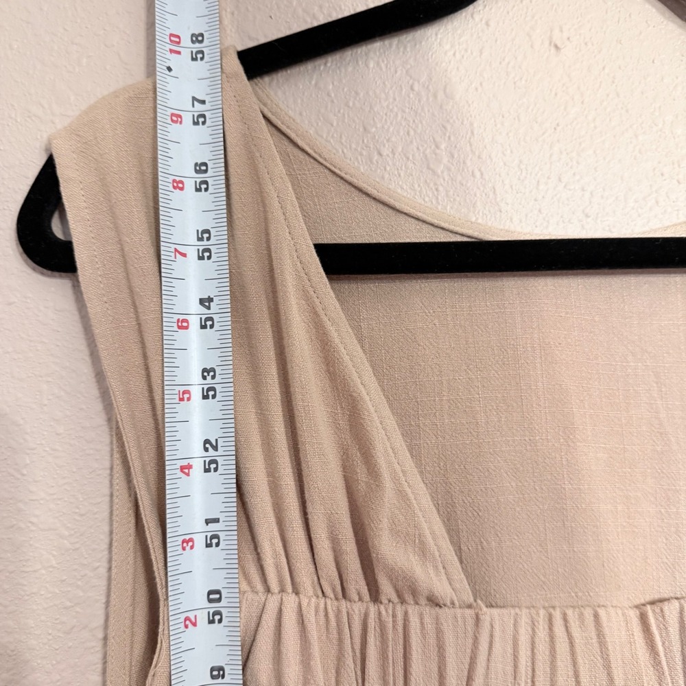 Petal + Pup Tan Linen Blend Wide Leg Sleeveless Open Back Jumpsuit NWT Size 12 - Picture 8 of 9